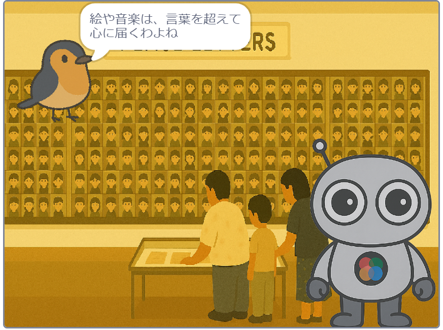 絵や音楽で平和を伝える場面